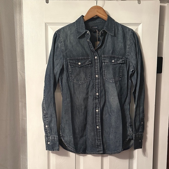 J. Crew Blue Denim Button Down Shirt - Picture 1 of 7